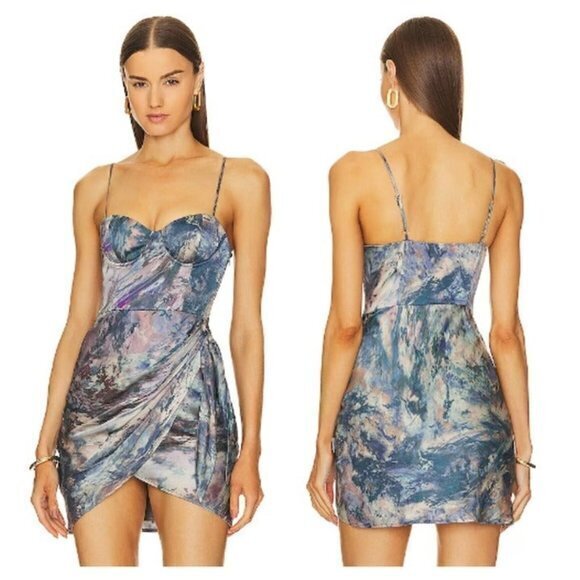 Michael Costello Xrevolve Banks Mini Dress - Oil Abstract Print
